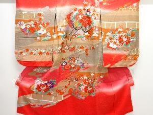 地紙に花車模様子供着物